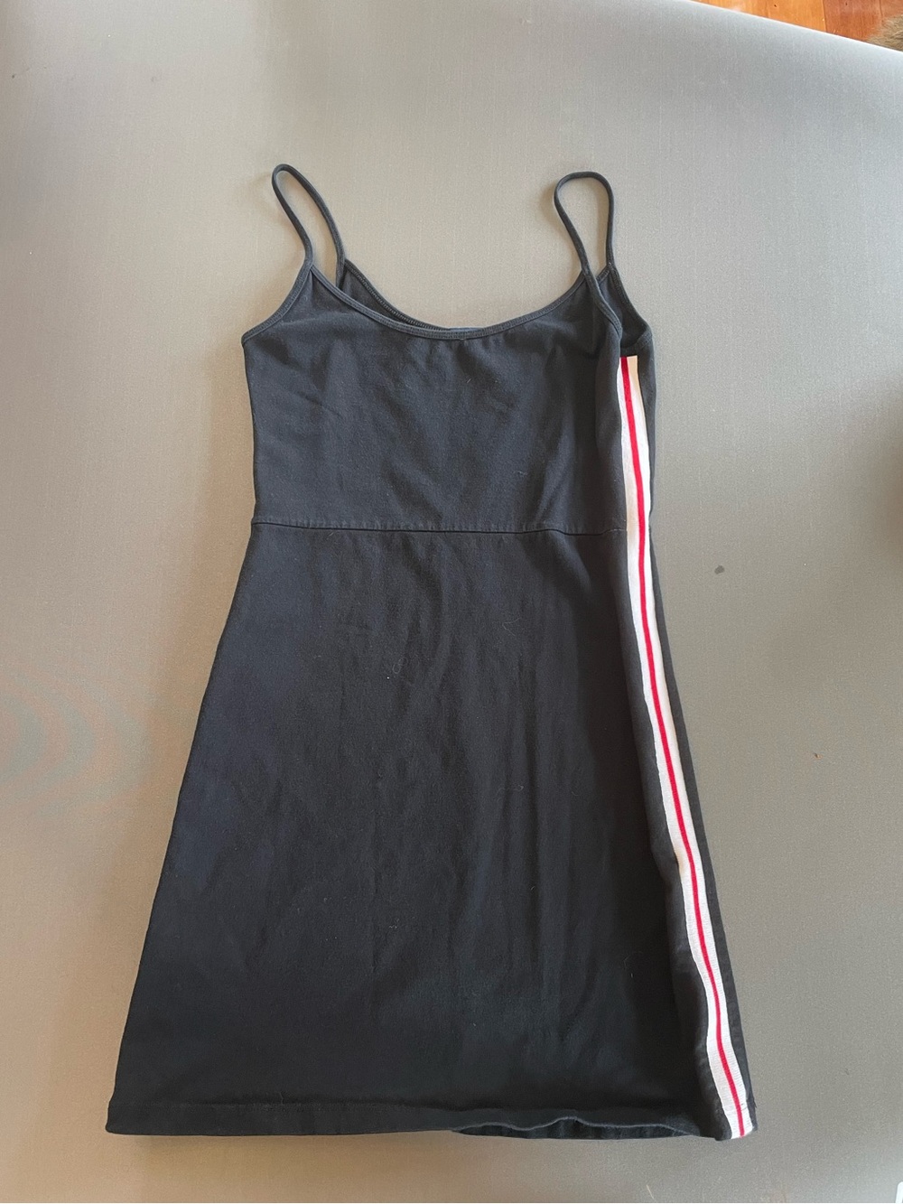 Brandy Melville Black Dress with Red and White Stripe